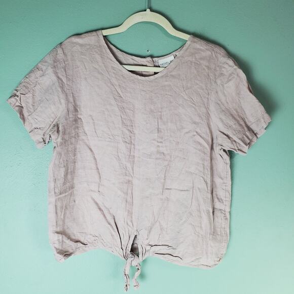 Rachel Zoe Womens Linen Short Sleeve Tie Front Blouse Size Medium - Picture 1 of 5